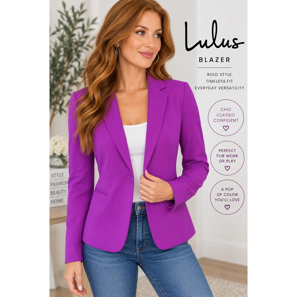 Lulus Women Magenta Purple Single Button Tailored Blazer Size Small